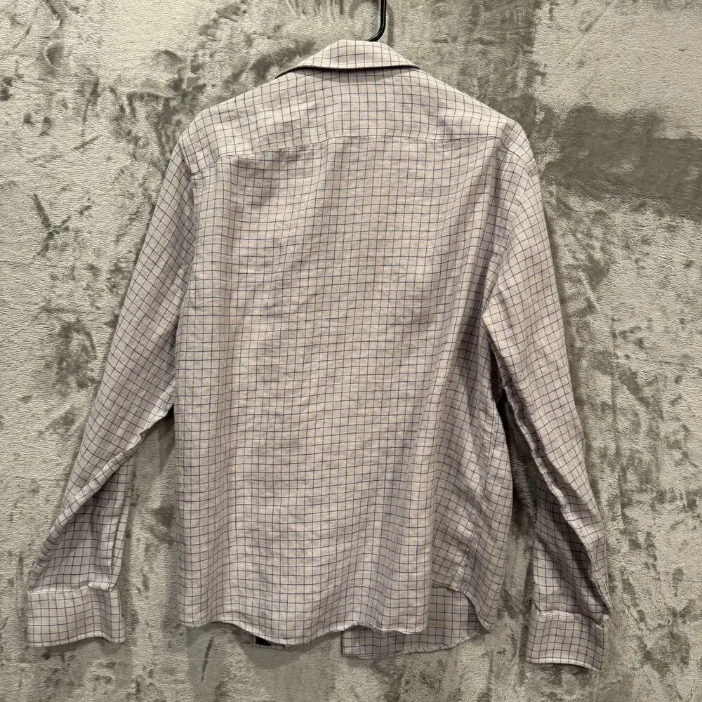 Untuckit Button Down Shirt Linen Size Large Wrinkle Resistant Checkered Office